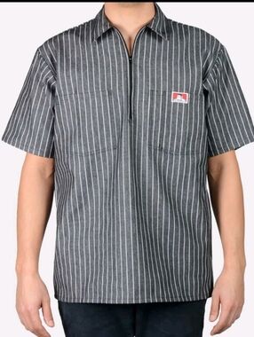 Vintage Ben Davis 1/2 Zip Black Pinstripe Railroad Shirt, Men's , NWT